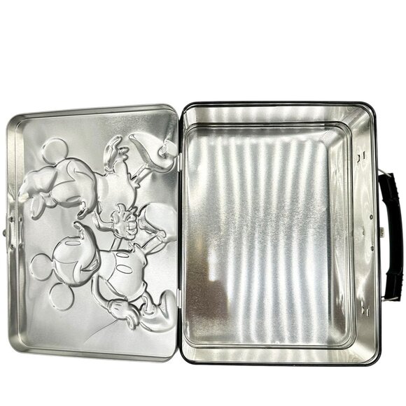 Mickey and Minnie Mouse Metal Lunch Box 9x7x3.5 Polka Dot Black White Design - Picture 8 of 11